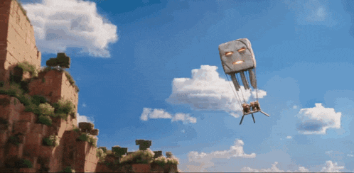 a parachute with a face on it is flying through the sky