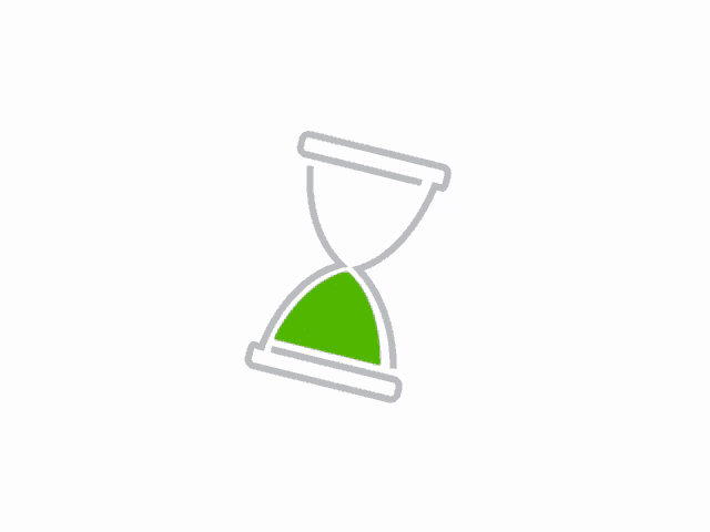 an hourglass with a green liquid in it is shown on a white background