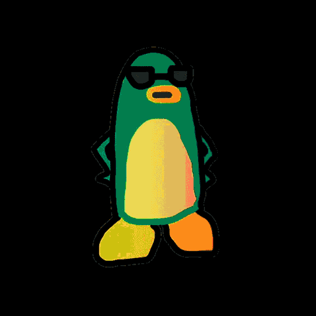 a cartoon of a penguin with sunglasses on