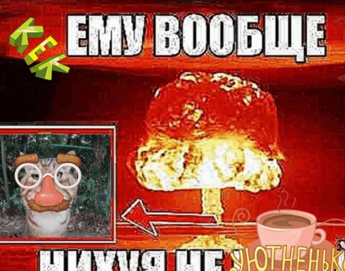 a picture of a cat with a beard and glasses with a bomb explosion in the background