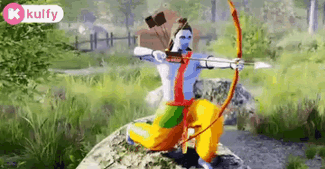 a cartoon of ram holding a bow and arrow .