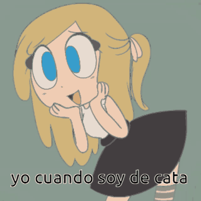 a cartoon of a girl with the words yo cuando soy de cata on the bottom