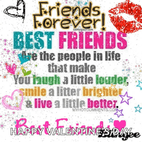 a valentine 's day card that says friends forever