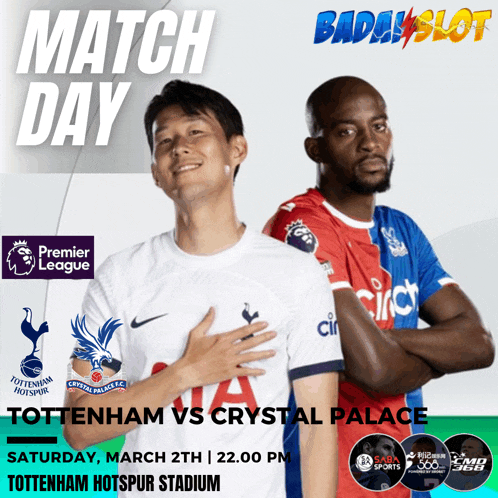 a poster for tottenham vs crystal palace on march 2nd