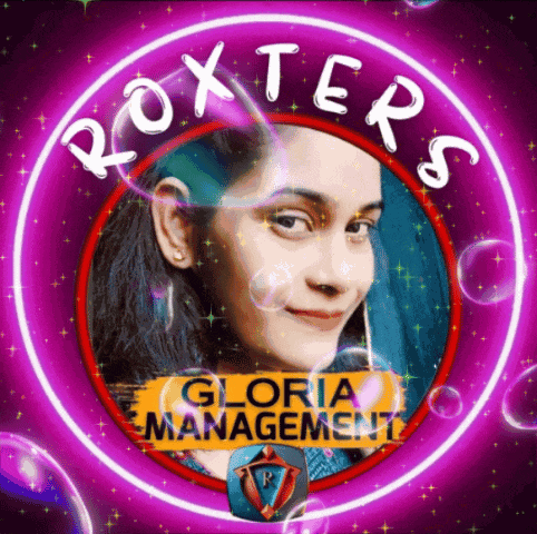 a roxters gloria management logo with a picture of a woman
