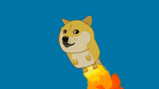 a cartoon dog is flying through the air with the words " such jump " written below it