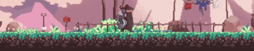 a pixel art of a person standing in the grass