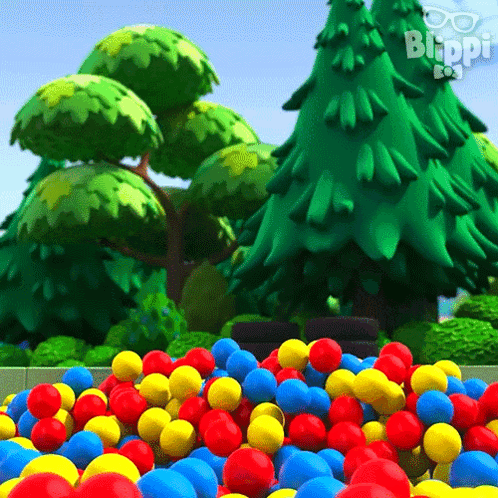 Emerging From The Ball Pit Blippi GIF - Emerging From The Ball Pit Blippi Meekah GIFs