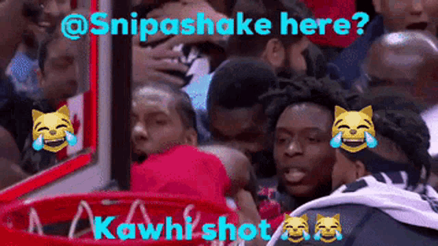a group of people are sitting around a basketball hoop with a caption that says snipashake here