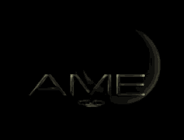 the word ame is on a black background with a crescent moon