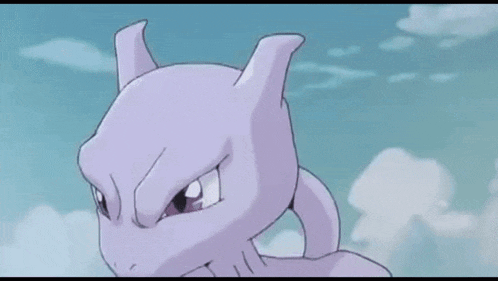 a close up of a purple cartoon character standing in front of a blue sky .