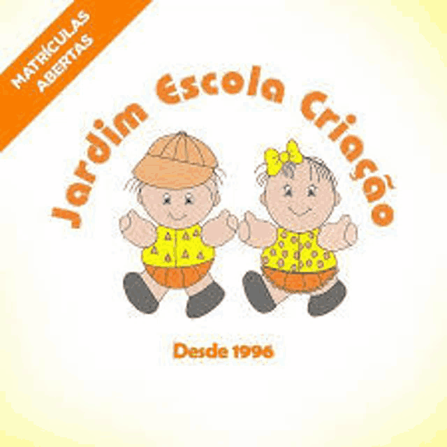 a boy and a girl are standing next to each other in a logo for a kindergarten .