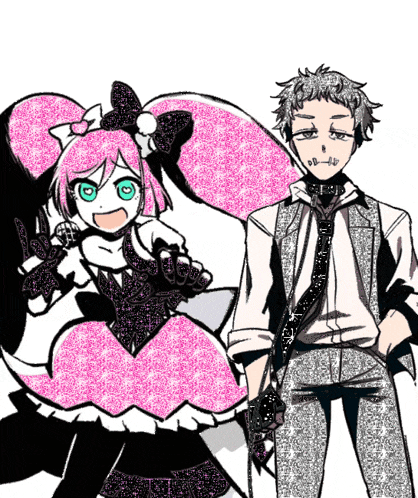 a man and a girl are standing next to each other in a cartoon