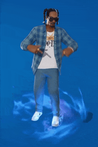 a man in a plaid shirt with the word tide on it is surrounded by blue smoke