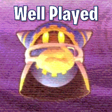 a picture of a cartoon character with the words well played above it .