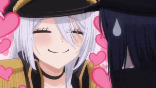 a couple of anime characters are standing next to each other and smiling .