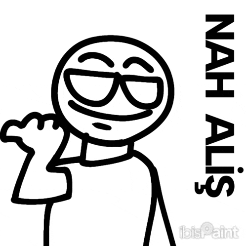 a black and white drawing of a stick figure with the words nah alis below