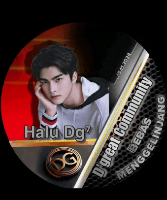 a picture of a young man in a circle with the name halu dg7 on it
