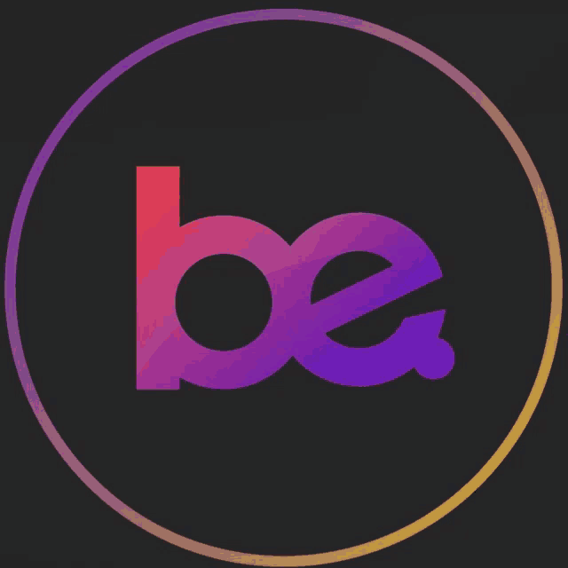 the word be is in a circle with a black background