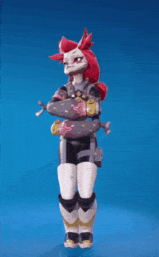 a cartoon character with red hair and a fox 's head