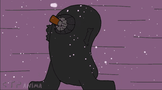 a purple background with a cartoon character and the words ctp anima on it