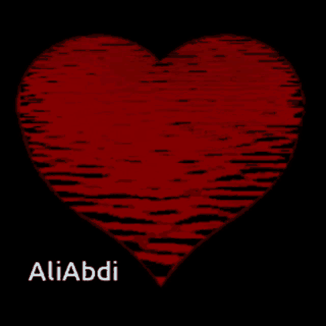 a red heart with the name aliabdi underneath it