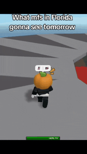 a person in a video game with a pumpkin on their head and the words what mfs in florida gonna see tomorrow