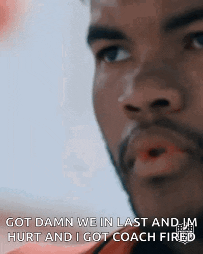 a close up of a man 's face with the words got damn we in last and jm hurt