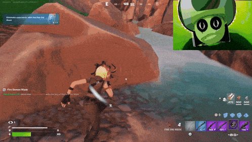 a screenshot of a video game with a green mushroom on the bottom right