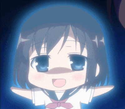 a cartoon girl with blue eyes and a white shirt is smiling