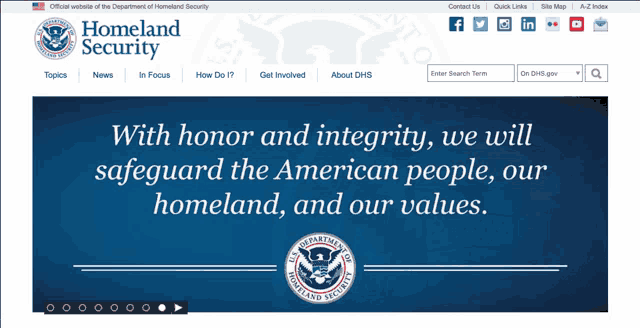 a screenshot of the homeland security official website