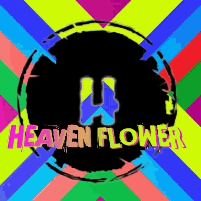 a colorful logo for heaven flower with a circle in the middle