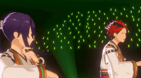 a couple of anime characters are standing next to each other