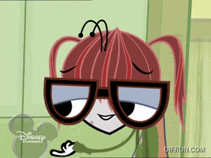 a cartoon character from disney channel is wearing glasses and smiling