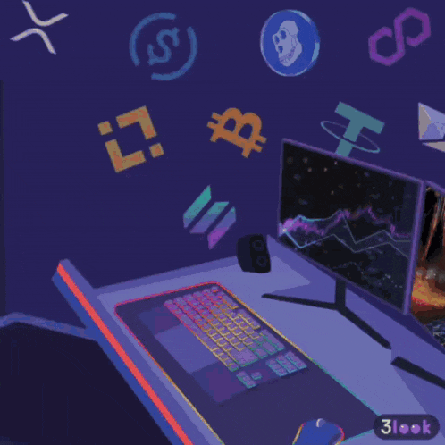 a cartoon of a man with a mohawk sitting in front of a computer with the words 3look at the bottom right