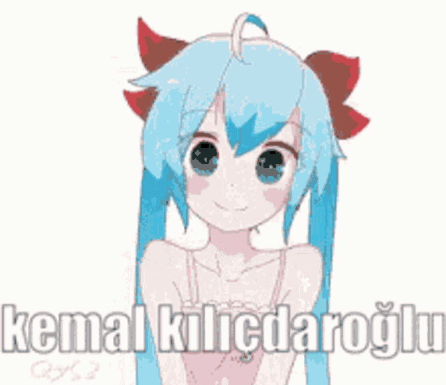 a picture of a girl with blue hair and the words kemal kilicdaroglu