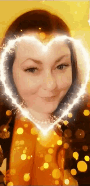 a woman with a heart on her face