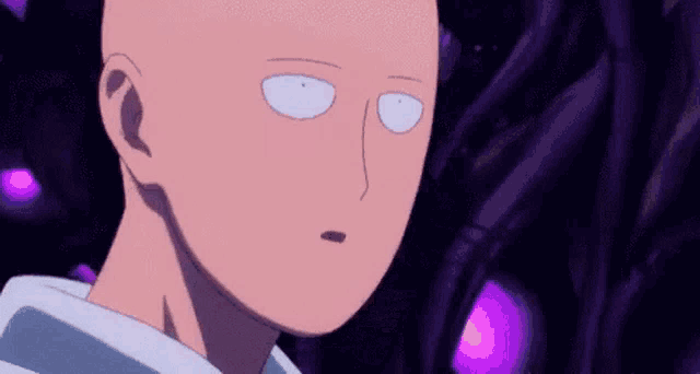 a close up of a bald man 's face in a cartoon .