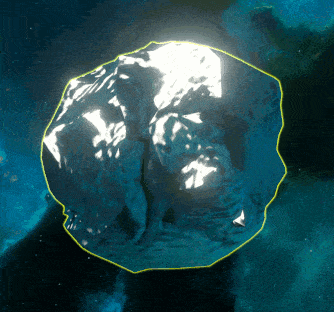 a computer generated image of a sphere with a yellow border around it
