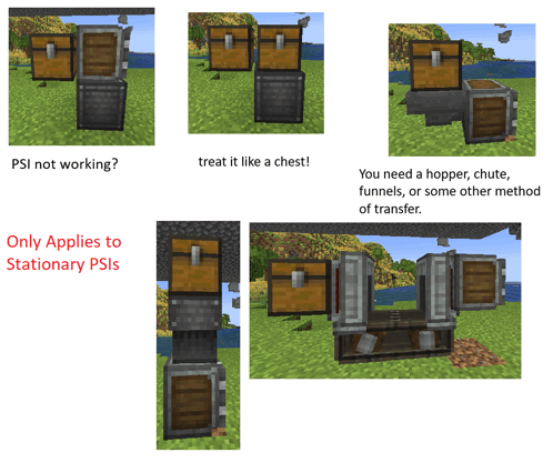 a screenshot of a minecraft game with the words psi not working