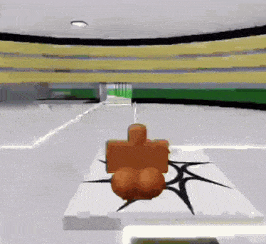 a cartoon character is sitting on a table in a room with a large butt .