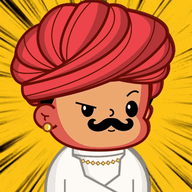 a cartoon of a man wearing a red turban