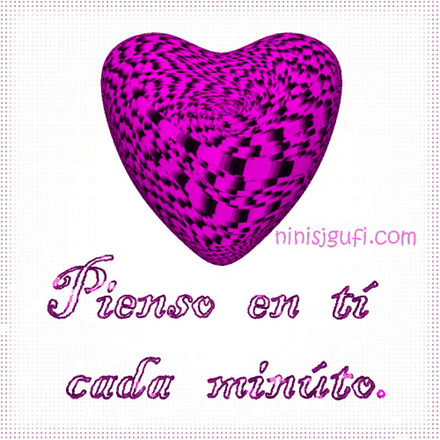 a purple heart with the words " pienso en ti cada minuto "