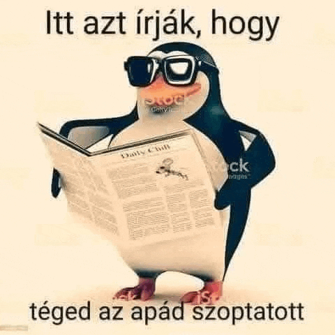 a penguin wearing sunglasses is reading a newspaper in a foreign language .