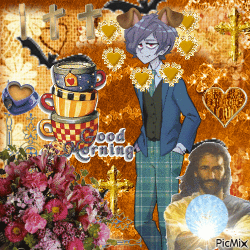 a collage of images with the words good morning written on the bottom