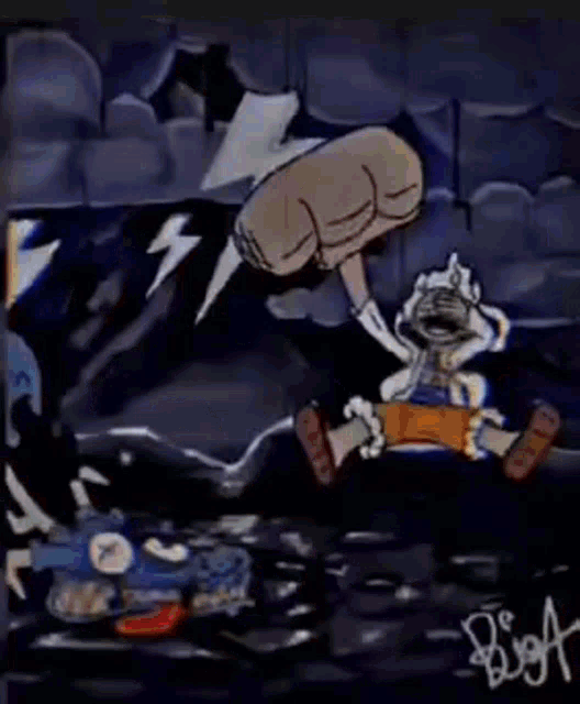 a cartoon of a man holding a bag that says knock on it