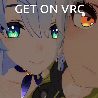 a picture of a person with the words get on vrc on the bottom