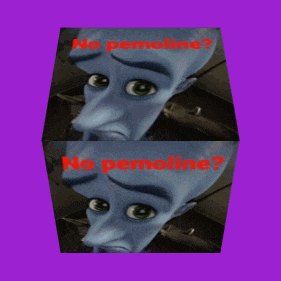 a cube with a face on it and the words no pemeoline on it