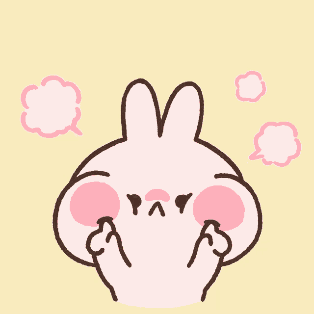 a cartoon of a bunny with pink cheeks blowing smoke