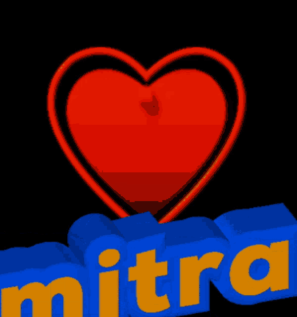 a red heart is surrounded by blue blocks that say mitra